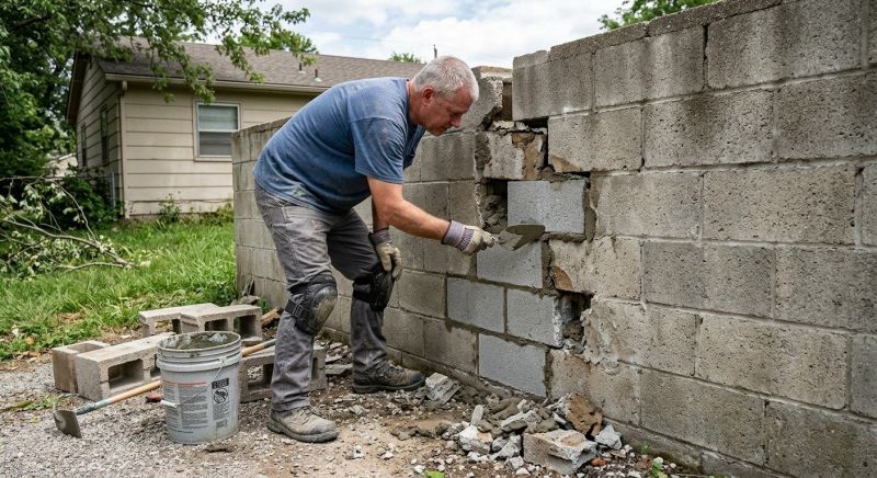 Cinder Block Wall Repair in Shingle Springs, CA